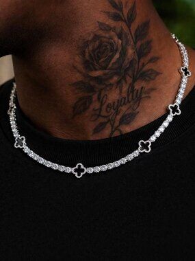 Black Silver Clover 4mm 20inch